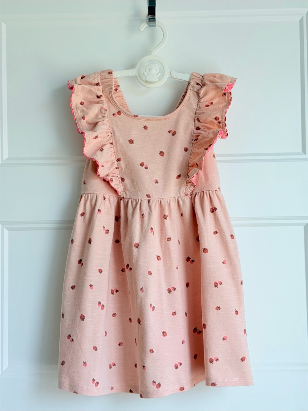 Girls Pink Floral Ruffle-Trim Everyday Dress